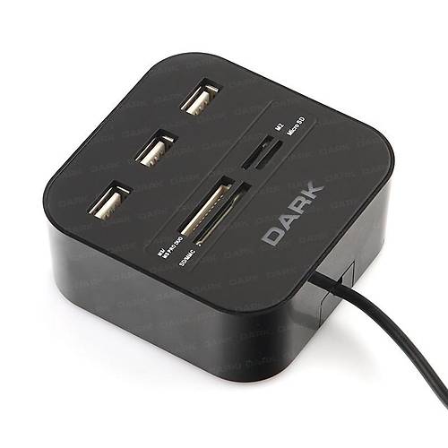 Dark DK-AC-UCR202 UCR202 Siyah 3 Port USB 2.0 oklaycl Kart Okuyucu
