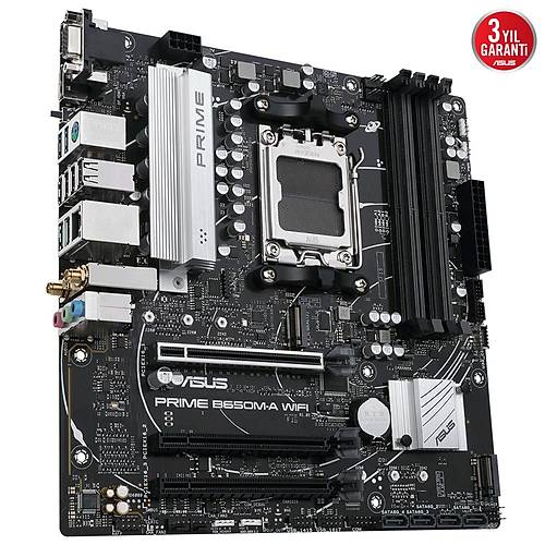Asus PRIME B650M-A WIFI Sc-Am5 B650 DDR5 6400Mhz 2xM2 Wi-Fi 2.5Gbit Aura RGB mATX AMD Anakart