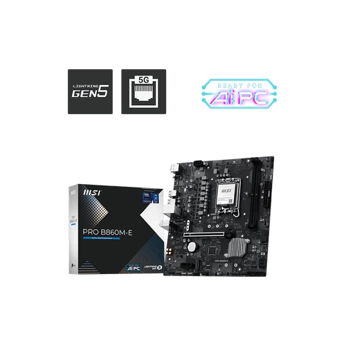 Msi PRO B860M-E Sc-1851 DDR5 9066Mhz 2xM2 5Gbit Lan mATX INTEL Anakart