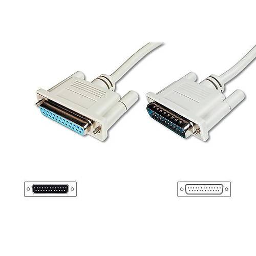 Digitus AK-610201-020-E 2 Mt D-SUB 25 to D-SUB 25 Erkek-Dii AWG28 CU Zrhl Bej Kablo