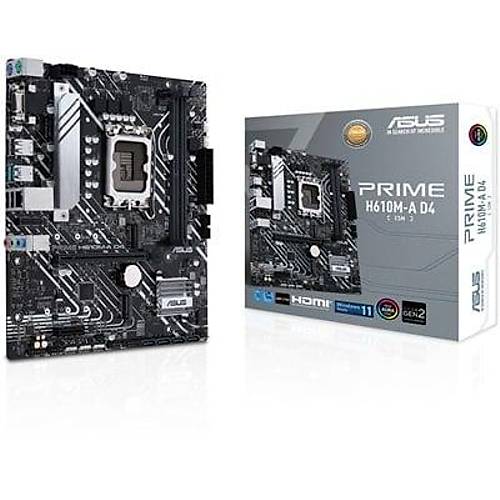 Asus PRIME H610M-A D4-CSM Lga-1700 H610 DDR4 3200Mhz 2xM2 AURA RGB mATX INTEL Anakart