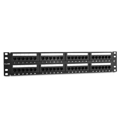 S-Link SL-PC48 48 Port UTP CAT5 Dolu Siyah Patch Panel