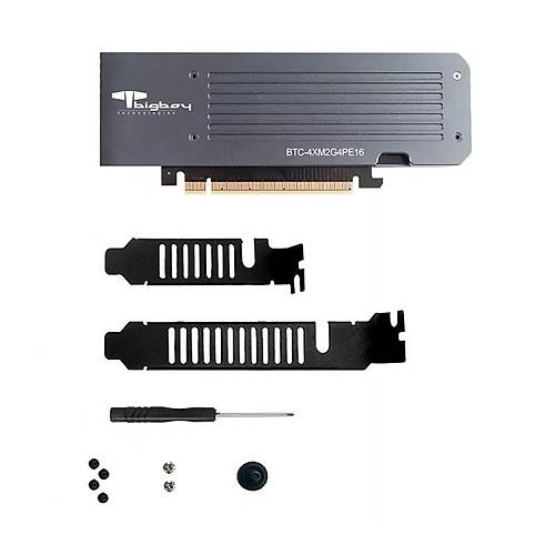 Bigboy BTC-PE4MX16G4 PCIe 4.0 x4 M.2 x16 Soğutuculu 4xNVMe Çevirici Ünite