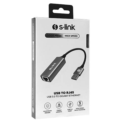 S-Link SW-U334 USB 3.0 to RJ45 Gigabit Metal Kasa USB Ethernet Adapt�r