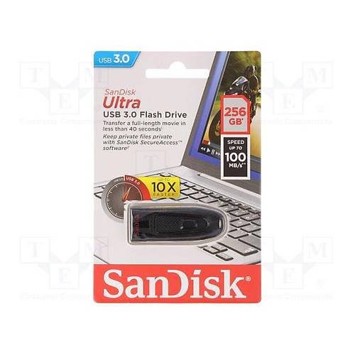 Sandisk SDCZ48-256G-U46 256 GB USB 3.1 Gen1 Ultra Siyah USB Flash Bellek