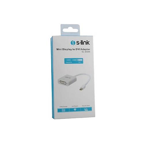 S-Link SL-MD85  mini DISPLAY PORT to DVI 24+5 Erkek-Dii Beyaz Dntrc Adaptr