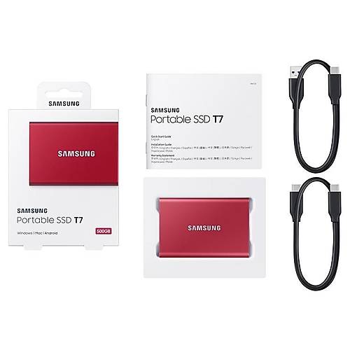 Samsung MU-PC1T0R/WW 1 TB T7 mini USB 3.2 K�rm�z� Ta��nabilir SSD Harddisk