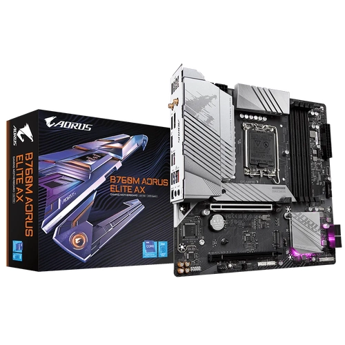 Gigabyte B760M AORUS ELITE AX Sc-1700 B760 DDR5 7800Mhz 2xM2 2.5Gbe Wi-Fi 6E mATX INTEL Anakart