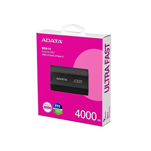Adata SD810-4000G-CBK 4 TB SD810 USB 3.2 Gen2 Siyah Ta��nabilir SSD Harddisk