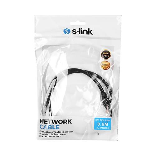 S-Link SL-CAT606BK 0.60 Mt CAT6 UTP AWG24 Siyah Patch Cord Kablo