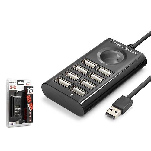 Hadron HDX7052 USB 2.0 to 8 Port USB 2.0 1mt Kablolu Siyah USB �oklay�c�