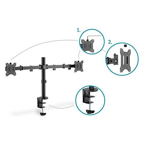 Digitus DA-90400 2 x 15-32 inch 8 Kg 2 kolu Masa Montole Hareketli Monit�r Ask� Aparat�