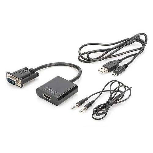 Digitus DA-70473 VGA to HDMI SES Erkek-Di�i 0.15Mt 1080p Full HD D�n��t�r�c� Adapt�r