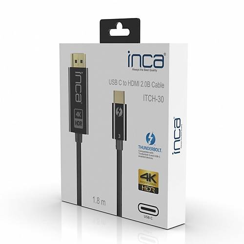 Inca ITCH-30 1.8 Mt USB Type C to HDMI v2.0 4K �evirici Kablo