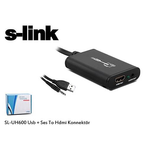 S-Link SL-UH600 USB to HDMI Audio Siyah USB Harici Ekran Kart