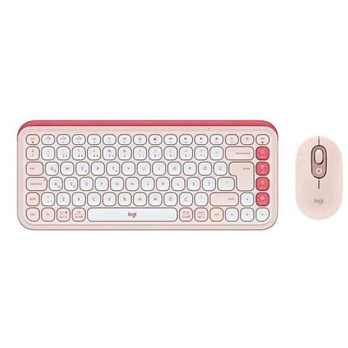 Logitech 920-013077 Pop Icon Q TR Grafit Bluetooth Pudra Pembe Kablosuz Klavye Mouse Set