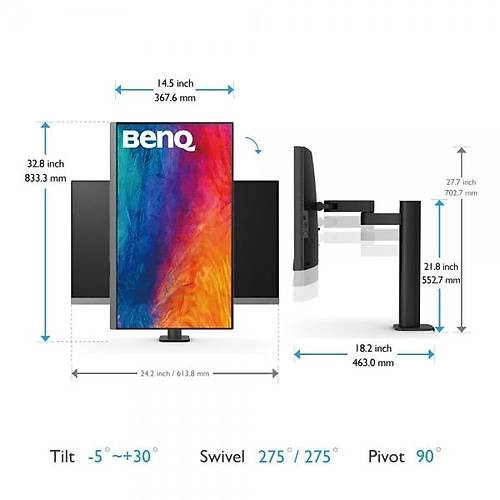 Benq PD2706UA 27 inch 3840x2160 5ms 60Hz MM HDMI DP Type C Ergo Arm 4K Monit�r