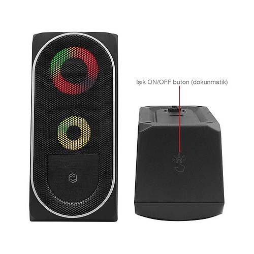 Frisby FS-2138U 1+1 6W RMS RGB Ledli 3.5mm Jakl Siyah Hoparlr