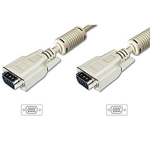 Digitus AK-310103-030-E 3 Mt VGA to VGA Erkek-Erkek AWG28 3Coax/7C Bej Grnt Kablosu