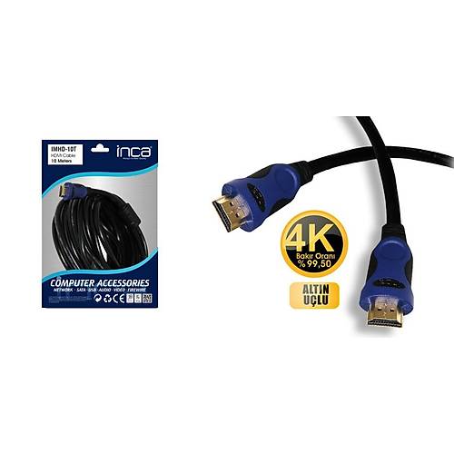 Inca IMHD-10T 10 Mt HDMI to HDMI 1.4 2160p 4K Alt�n U�lu HDMI Kablosu