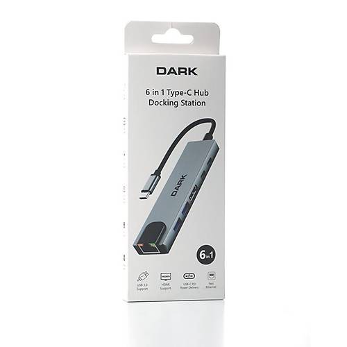 Dark DK-AC-U31X47 USB Type C Gen1 to HDMI ETHERNET Usb PD 100W Dock Station