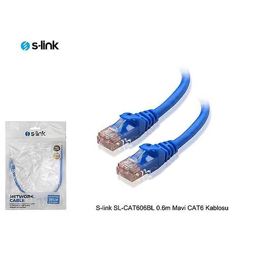 S-Link SL-CAT606BL 0.60 Mt UTP CAT6 AWG24 Mavi Patch Cord Kablo