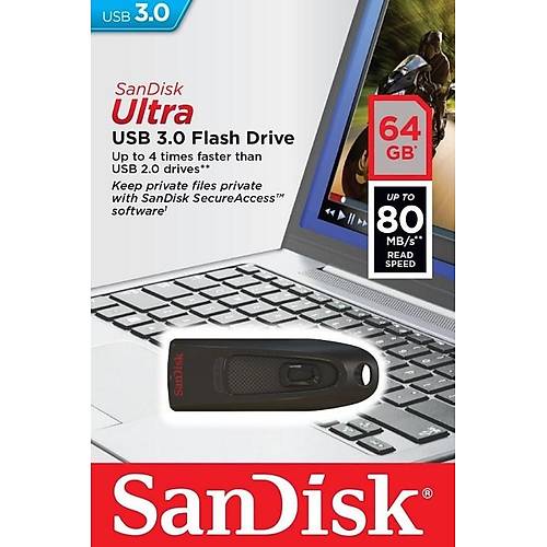 Sandisk SDCZ48-064G-U46 64 GB 80MB/s Ultra Siyah USB 3.0  USB Flash Bellek