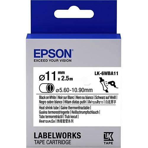 Epson LK-4WBA5 2.5Mt 3-5.7mm Beyaz �zeri Siyah Makaron