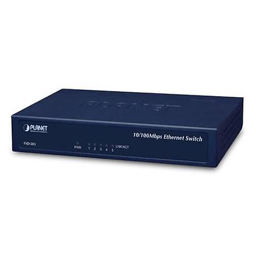 Planet PL-FSD-503 5 Port 10/100Mbps Metal Kasa Masast Ethernet Switch