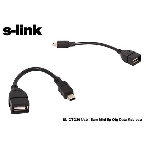 S-Link SL-OTG20 mini USB 5 Pin to USB 2.0 Erkek-Dii OTG Dntrc Adaptr