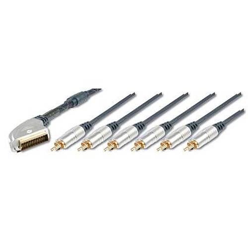 Digitus AK-AV 537 1.5 Mt SCART to 4x RCA 2x Ses 2x Video Erkek-Erkek Yksek Kaliteli SCART Kablo