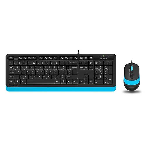 A4 Tech F1010 Q TR USB Multimedia Kablolu Mavi Klavye Mouse Seti