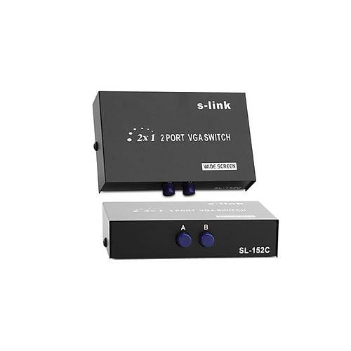 S-Link SL-152C 2 Port 1 PC 2 Monitr VGA Grnt oklayc