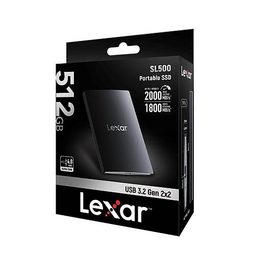 Lexar LSL500X512G-RNBNG 512 GB 2000-1800Mb/s Gen2x2 USB 3.2 Siyah Harici SSD Harddisk