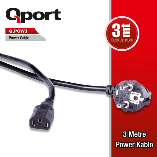 Qport Q-POW3 3 MT C13 3x0.75mm Power Kablosu