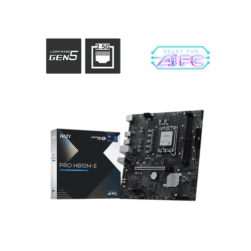 Msi PRO H810M-E Sc-1851 DDR5 6400MHz 1xM2 5Gbit USB 2.5Gbit LAN mATX INTEL Anakart