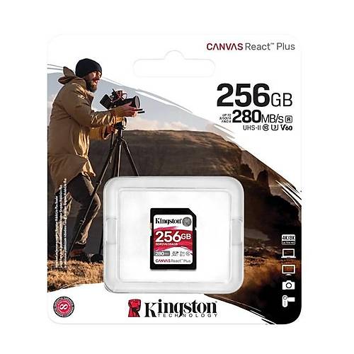 Kingston SDR2V6/256GB 256 GB 280-150Mb/s SDXC Canvas React Plus V60 UHS-II SD Kart