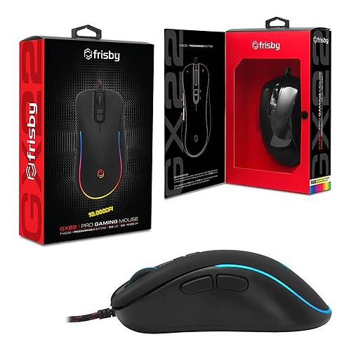 Frisby FM-G3335K USB GX22 10000Dpi 6 Tu�lu Programlabilir Siyah Kablolu Oyuncu Mouse