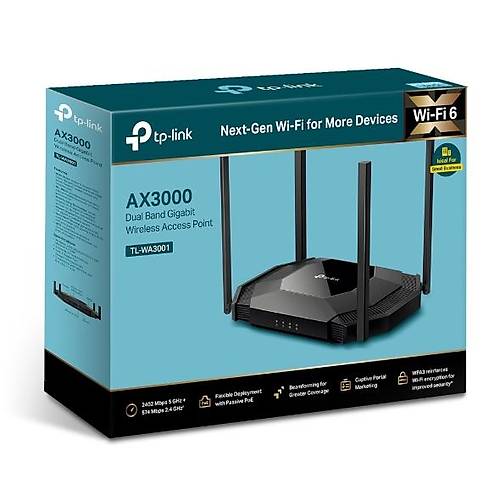 Tp-Link TL-WA3001 AX3000 1 Port Gi�gabit PoE Dual Band Wifi6 4 Antenli Access Point