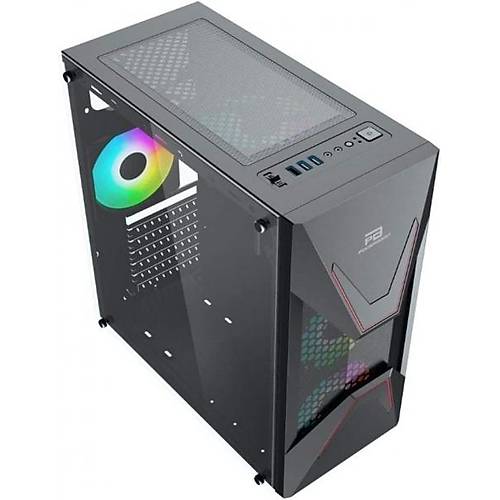 PowerBoost VK-G3621C PSU YOK 3x12cm RGB Fanl� Mid Tower Siyah Oyuncu Kasas�