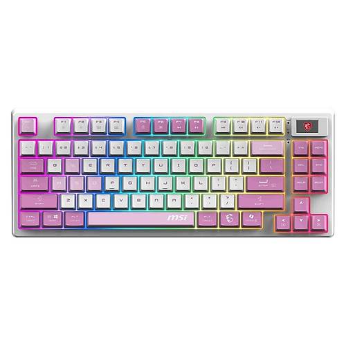 Msi FORGE GK600 TKL W VIOLET TR Q TR Mekanik LCD Ekran Hot-Swappable Switch Kablsouz Klavye