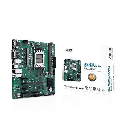 Asus Pro A620m-C-CSM Sc-AM5 A620 DDR5 6400Mhz 2xM.2 AURA RGB Com mATX AMD Anakart
