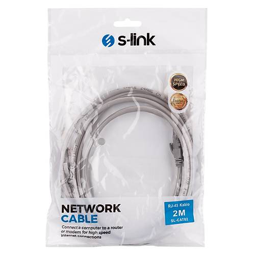 S-Link SL-CAT02 2 Mt CAT6 UTP AWG24 Gri Patch Cord Kablo