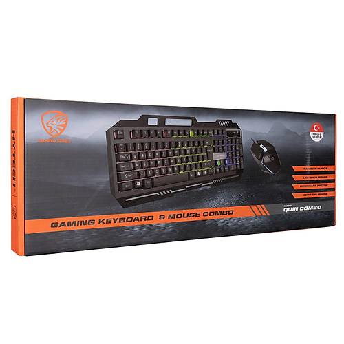 Hytech HKM-X86 QUIN USB Q TR G�kku�a�� Zemin Ayd�nlatmal� Kabololu Klavye Mouse Set