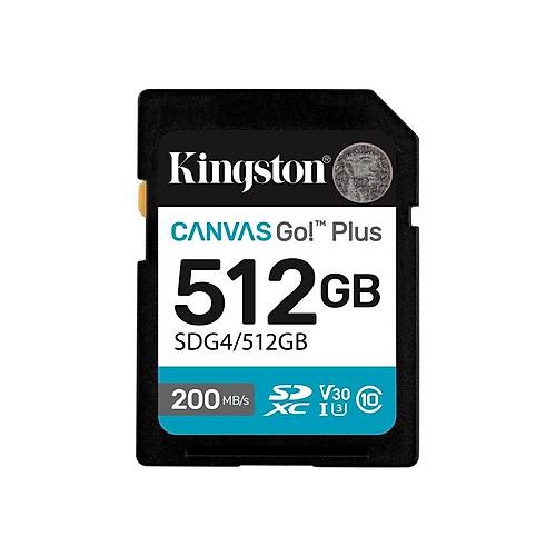 Kingston SDG4/512GB 512 GB Canvas Go Plus Gen4 200Mb/s C10 UHS-I U3 V30 SD Haf�za Kart�