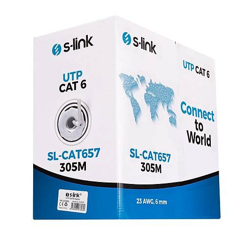 S-Link SL-CAT657 305 Mt UTP 23AWG CAT6 Gri Network Data Kablosu