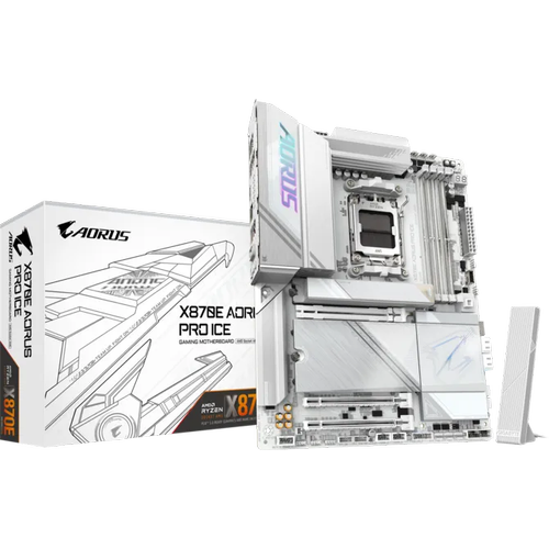 Gigabyte X870E AORUS PRO ICE Sc-AM5 DDR5 8200MHz 2xM2 Wifi7 2.5Gbbe LAN AXT AMD Anakart