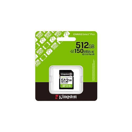 Kingston SDS3/512GB 512 GB SDXC Canvas Select Plus Gen3 150Mb/s C10 UHS-I U1 V10 SD Kart