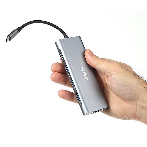 Dark DK-AC-U31X36 USB 3.1 Type C to 9 in 1 HDMI RJ45 3xUSB 3.0 PD TF SD Kart Okuyuculu Dock Station