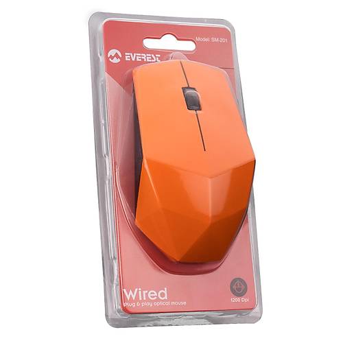 Everest SM-201 USB 1200Dpi 3 Tulu Kablolu Optik Turuncu Mouse